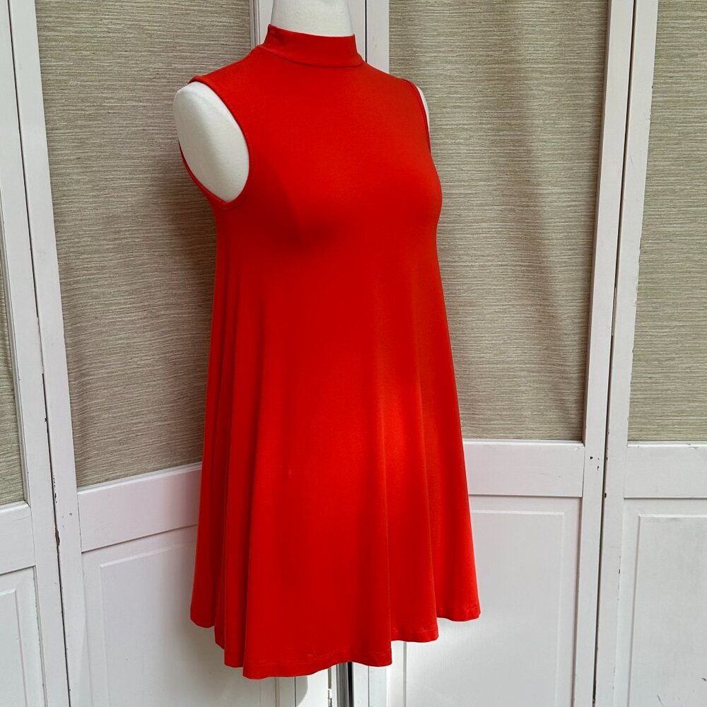 ASOS Petite Red Orange Mock Neck Swing Mini Dress Sleeveless 4